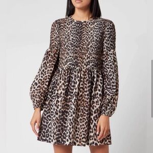 Ganni Brown Leopard Long Sleeve Dress size 38